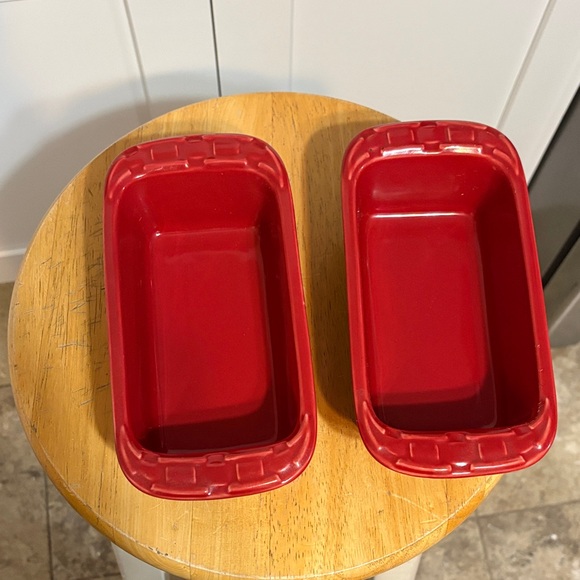 Longaberger Red mini loaf pans set of 2 - Picture 4 of 4